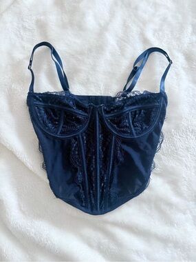 Navy Lace Boned Bustier Top - Women's Shapewear